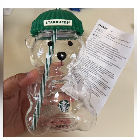Starbucks VIRAL Clear Glass Bear Cup Lid Straw teddy christmas 2025 new barista - Picture 13 of 14